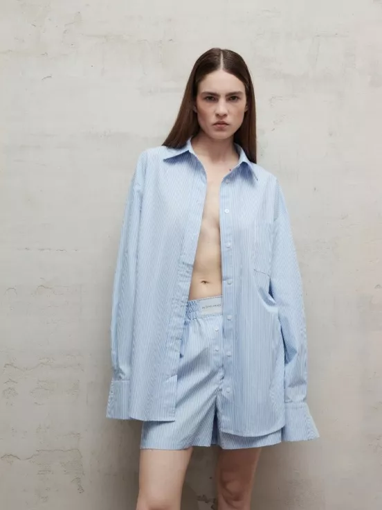 Рубашка BEACH цвет сине-белая полоска