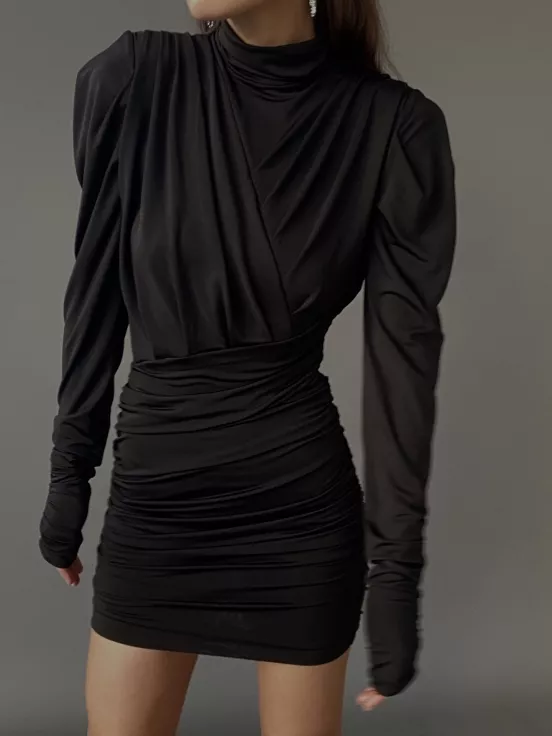 Асимметричное платье Gina черное