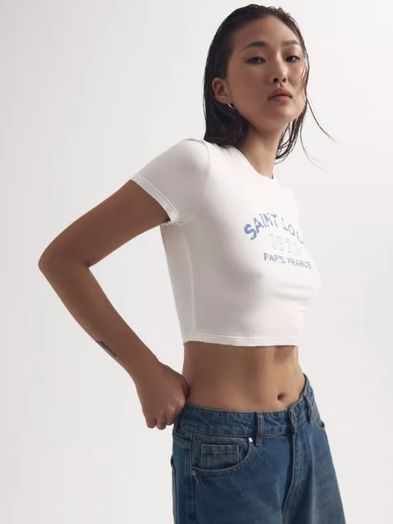 Кроп-футболка PARIS цвет белый
