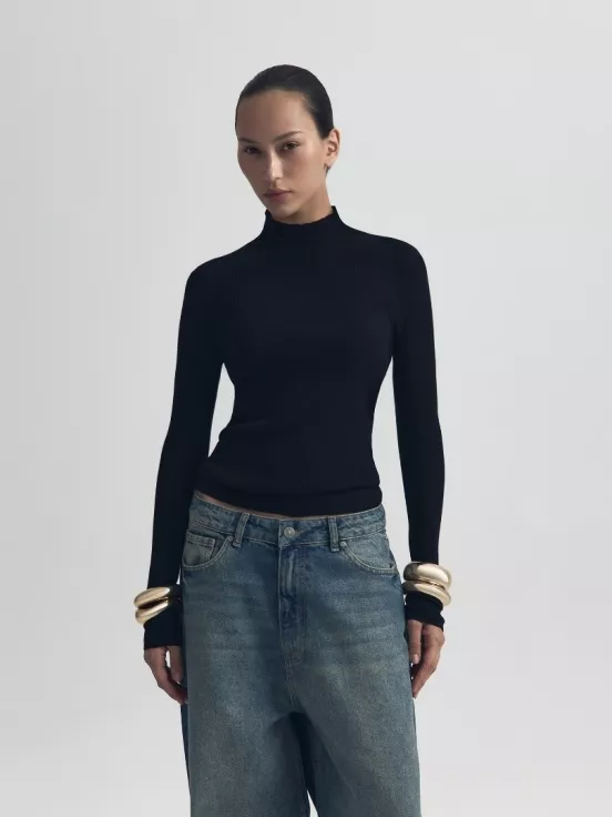 Лонгслив FLUFFY BLACK цвет черный